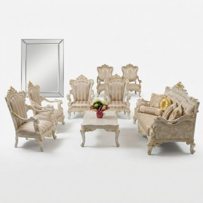 Garnitur Canapé Fauteuil Canapé-Garnitur 3+1+1 Sëtzer Canapé Set Polstergarnitur Barock