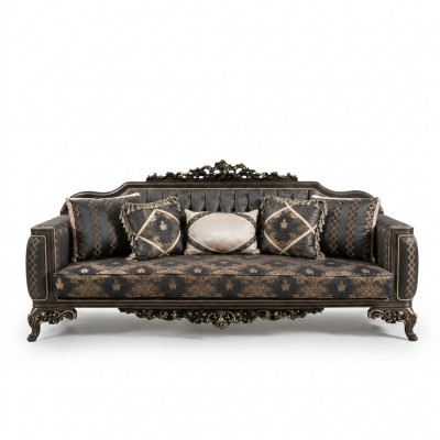 Sofa 3 Sëtzer Miwwelen Stoff Dräisëtzer Sofas Luxus Wunnzëmmer Barock Stil 3er Nei