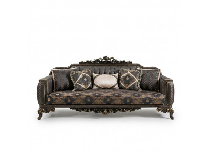 Sofa 3 Sëtzer Miwwelen Stoff Dräisëtzer Sofas Luxus Wunnzëmmer Barock Stil 3er Nei