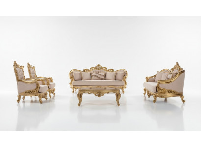 Sofagarnitur Sofa Still Couchtisch Fotell Sofas Set Stoff Barock Sëtz 5tlg. Nei