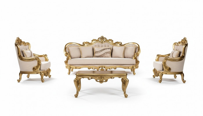 Canapé 3 Sëtzer Stoff Dräisëtzer Canapéen Luxus Wunnzëmmer Barock Stil Couch Barock Nei