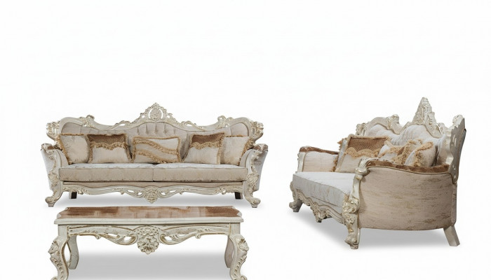Sofa-Suite 3+3 Sëtzer Suite Sofa Sofas Sëtz Still Stoff Barock Set Grupp