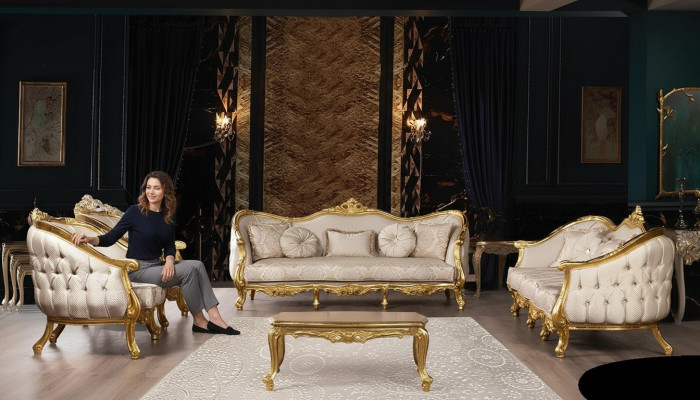 Couch-Set 3+3+1+1 Sëtzer Couchdësch Canapé Canapéen Fautteuil Sëtz Luxus Set 5 Deeler