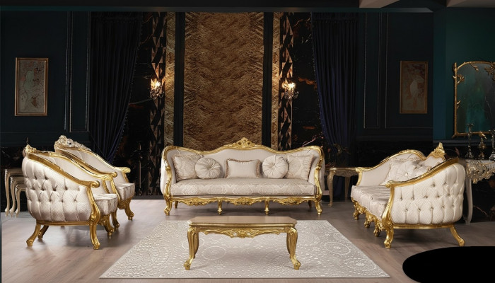 Couch-Set 3+3+1+1 Sëtzer Couchdësch Canapé Canapéen Fautteuil Sëtz Luxus Set 5 Deeler