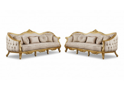 Sëtzgrupp 3+3 Sëtz Sofa Sofas Fauteuil Sëtz Garnitur Stoff Wunnzëmmer Barock