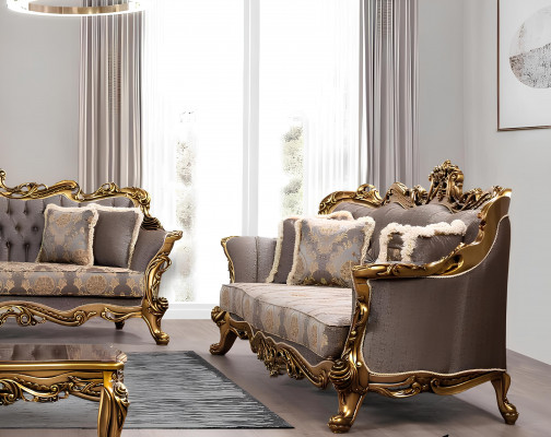 Luxus Garnitur Set 5 Deeler Sofa Garnitur 3+3+1+1 Sëtz Couchtisch Sofa Sofee Still
