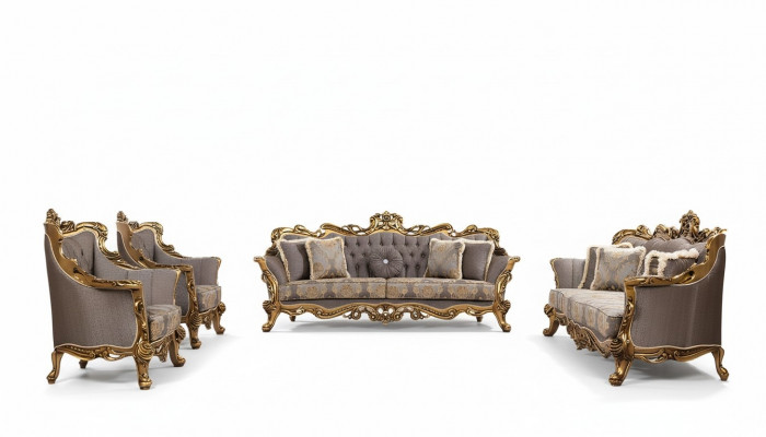 Luxus Garnitur Set 5 Deeler Sofa Garnitur 3+3+1+1 Sëtz Couchtisch Sofa Sofee Still