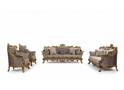 Luxus Garnitur Set 5 Deeler Sofa Garnitur 3+3+1+1 Sëtz Couchtisch Sofa Sofee Still