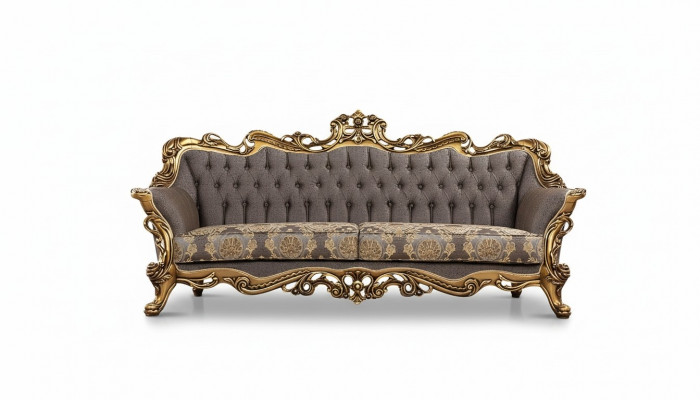 Drësaisel Sofa 3 Sëtzer Dräibettsofa Sofa Sofen Fauteuil Sëtz Stëff Stil Barock