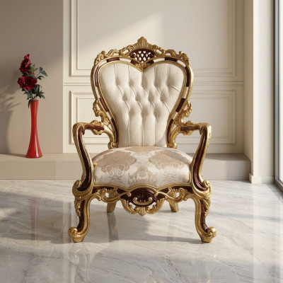 Ohrensessel Sëtz Luxus Design Polstersofa Couch Chesterfield Textil Gold Nei