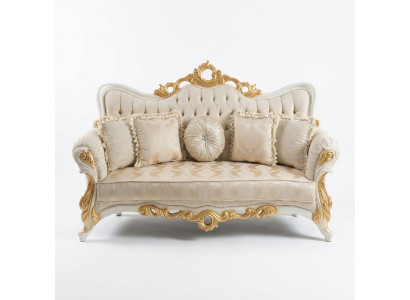 Dreiplazssofa 3 Sëtzer Barock Rokoko Sofa Sofae Couch Stoff Stil Barock Sëtz