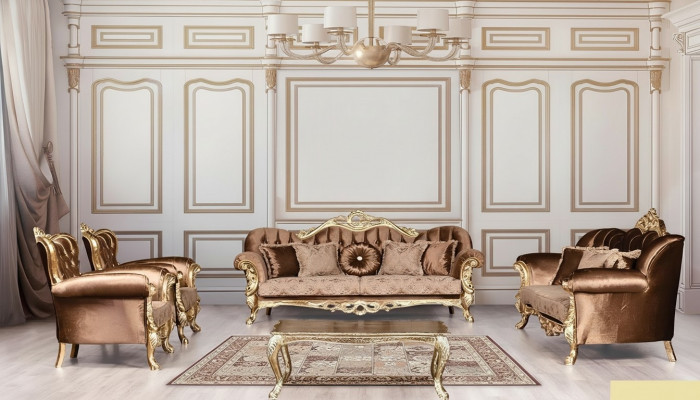 Sofagarnitur 3+3+1+1 Sëtzer Dësch Sofa Sofanen Fotell Luxus Garnitur Set 5 Deeler