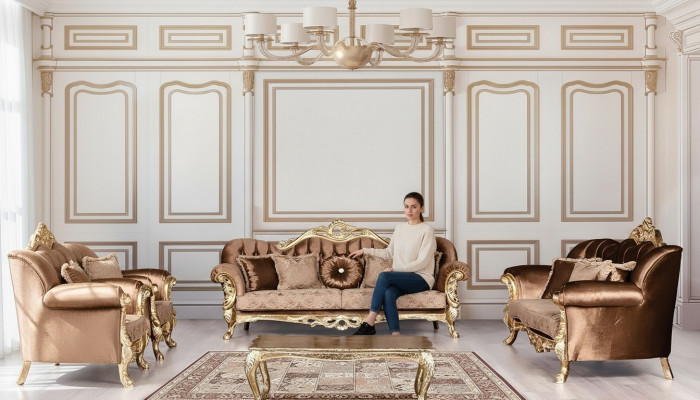 Sofagarnitur 3+3 Sëtzer Luxus Garnitur Sofa Sofas Set Barock Wunnzëmmer
