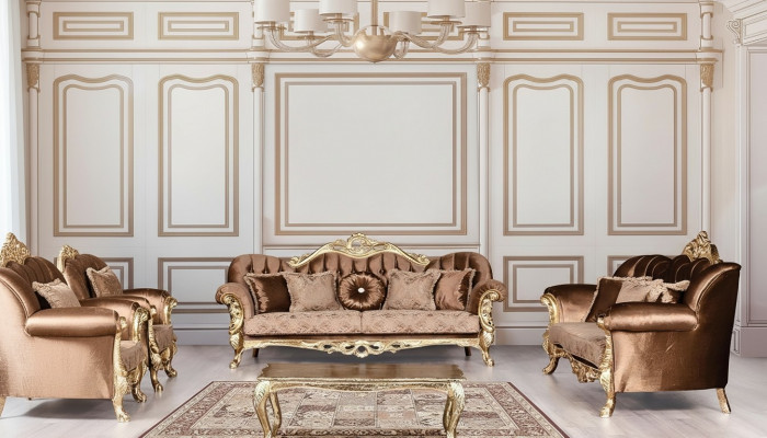 Sofagarnitur 3+3 Sëtzer Luxus Garnitur Sofa Sofas Set Barock Wunnzëmmer