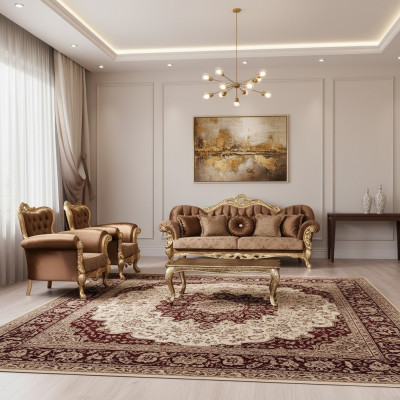Sofagarnitur 3+1+1 Sëtzer Luxus Garnitur Sofa Sofaen Fautteuil Set Barock Wunnzëmmer