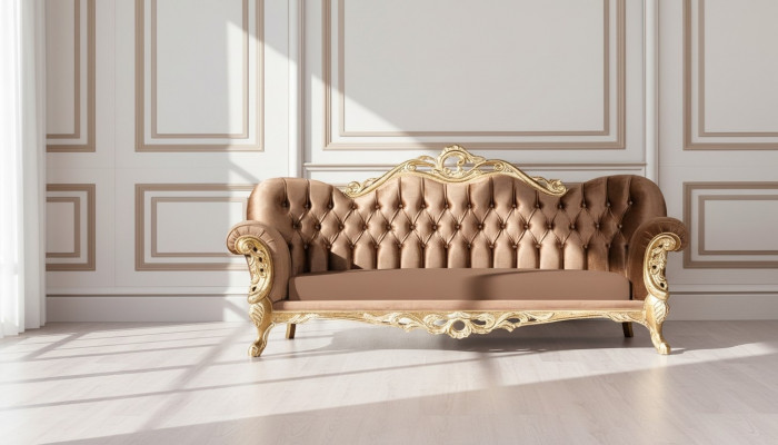 Luxus Dräisëtzer Canapé 3 Sëtzer Barock Rokoko Canapé Canapéën Fauteuil Stoff Stil Miwwelen