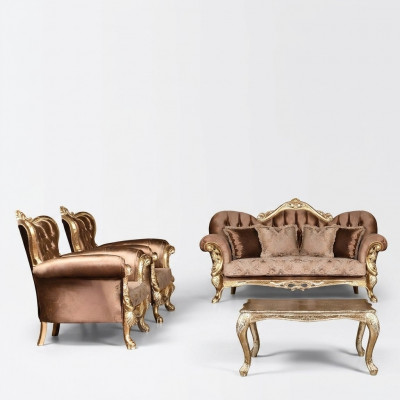 Ohrensessel Sëtz Barockdesign Polstersofa Canapé Chesterfield Textil Sëtz Nei