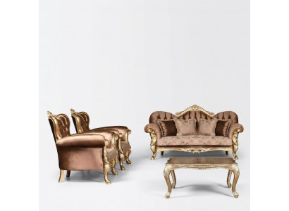 Ohrensessel Sëtz Barockdesign Polstersofa Canapé Chesterfield Textil Sëtz Nei