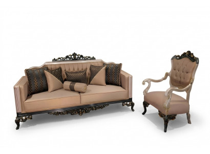 Luxus Garnitur Set Sofagarnitur 3+1 Sëtzer Sofa Sofas Fotell Stoff 2tlg. Sets