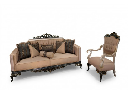 3-Sëtz Sofa Drësëtz Barock Rokoko Sofa Sofen Fautteuil Stoff Couch Miwwelen Nei