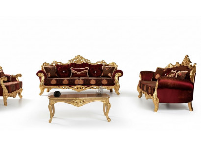 Sofagarnitur 3+3 Sëtzer Luxus Set Dräisëtzer Garnitur Sofaen Stoff Barock Grupp
