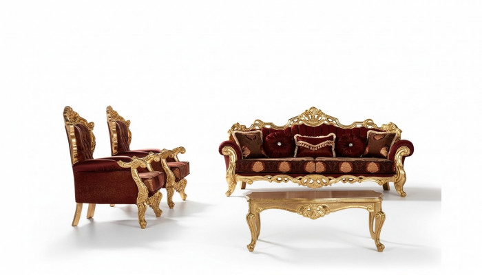 Garnitur Sofas Still Sofa Garnitur 3+1+1 Sëtz Luxus Stëpp Wunnzëmmer Barock
