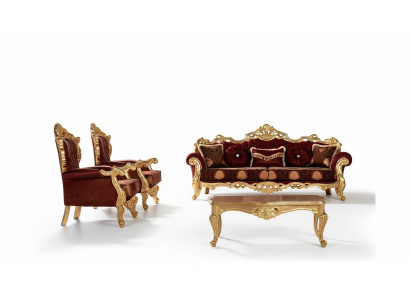 Garnitur Sofas Still Sofa Garnitur 3+1+1 Sëtz Luxus Stëpp Wunnzëmmer Barock