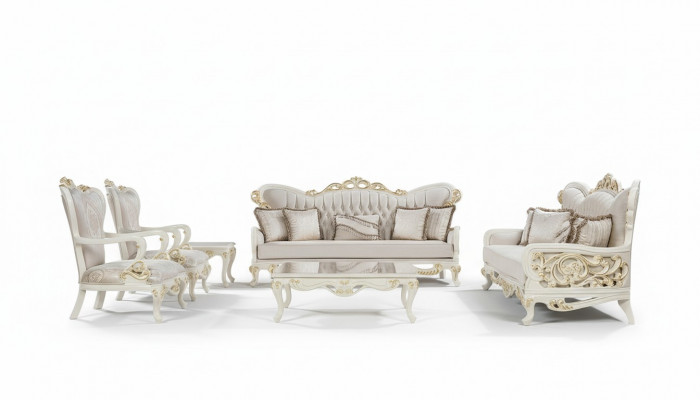 Canapé-Set 3+3+1+1 Sëtzer Dësch Set 5tlg Klassesch Sofas Sessel Luxus Neit