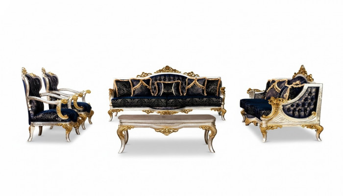 Canapé-Set 3+3+1+1 Sëtzer Couchtisch Klassesch Sofas Fauteuil Luxus Nei Set 5 Deeler