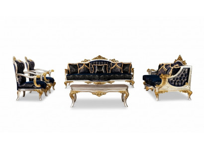 Canapé-Set 3+3+1+1 Sëtzer Couchtisch Klassesch Sofas Fauteuil Luxus Nei Set 5 Deeler