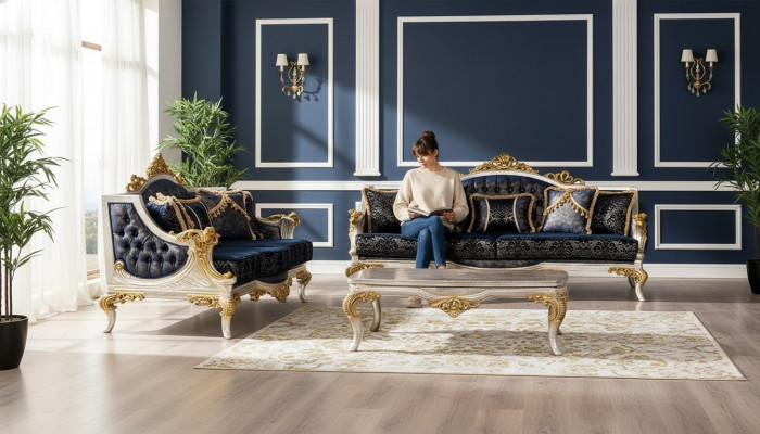 Luxus Sofa Garnitur 3+3 Sëtz Sofas Still Set Garnitur Stil Barock 2tlg Klassesch