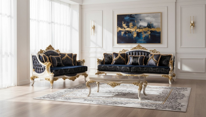 Luxus Sofa Garnitur 3+3 Sëtz Sofas Still Set Garnitur Stil Barock 2tlg Klassesch