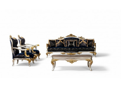 Gruppenset Sofagarnitur 3+1+1 Sëtzer 3tlg. Miwwelen Sofas Fauteuil Luxus Sëtz Barock