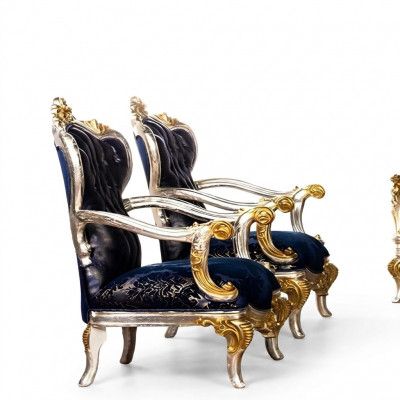 Fautëil Ouerfautëil Design Polster Canapé Couch Barock Sëtz Stil 1 Sëtzer Textil