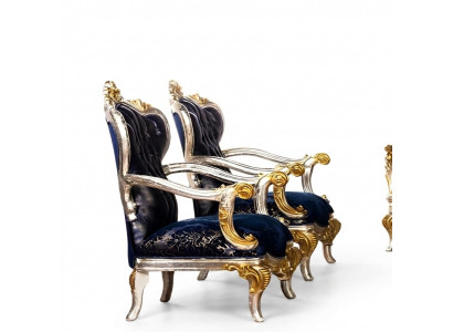 Fautëil Ouerfautëil Design Polster Canapé Couch Barock Sëtz Stil 1 Sëtzer Textil