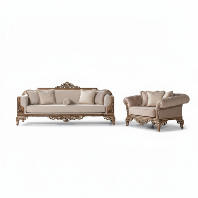Sofagarnitur 3+3 Sëtzer Chesterfield Sofa Sëtz Luxus Set Stoff Garnitur 2tlg