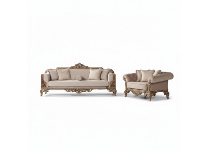 Sofagarnitur 3+3 Sëtzer Chesterfield Sofa Sëtz Luxus Set Stoff Garnitur 2tlg