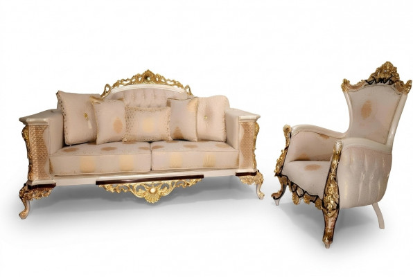 Sofasangarnitur 3+1 Setzer Luxus Set Sofa Fauteuil Sofaen Relax Polster Design Barock