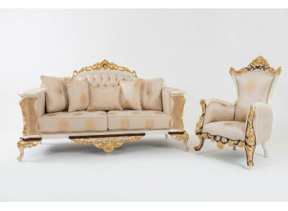 Dräisëtzer Canapé 3 Sëtzer Klassesch Canapé Sofas Couch Stoff Stil Baroque Miwwel Neit