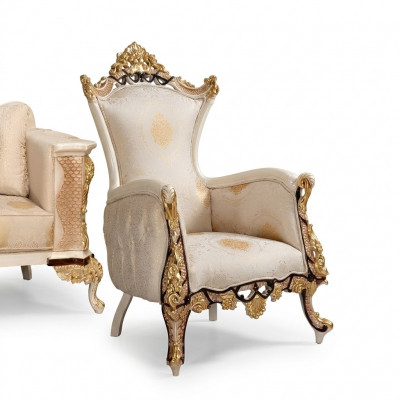 Ohrensessel Sëtz Luxus Design gepolstert Sofa Textil Barock Relax Stoff.