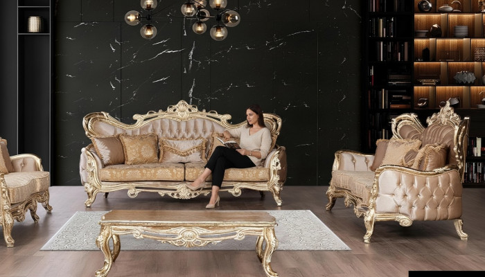 Canapé-Set 3+3 Plazen Sofa Fauteuil Sofas Relax Luxus Set Wunnzëmmer Barock 2 Stécker