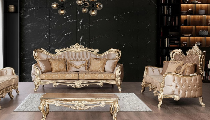 Canapé-Set 3+3 Plazen Sofa Fauteuil Sofas Relax Luxus Set Wunnzëmmer Barock 2 Stécker