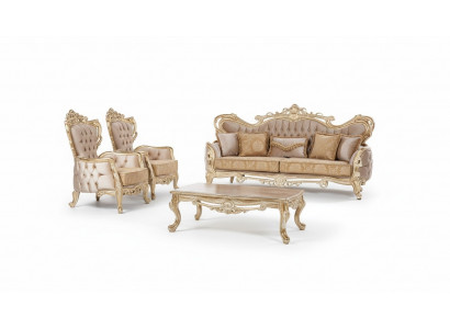 Luxus Set Garnitur Sofagarnitur 3+1+1 Sëtzer Sofa Fauteuil Sofas Relax Wunnzëmmer