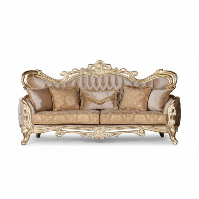 Dräisëtzer Canapé Sofa 3 Sëtzer Sofa Sofaen Samt Stoff Stil Barock Rokoko Miwwelen Nei