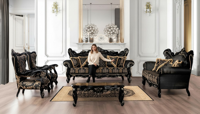 Luxus Garnitur Set 5tlg Sofagarnitur 3+3+1+1 Sëtzer Couchtisch Canapé Fauteuil Canapéen