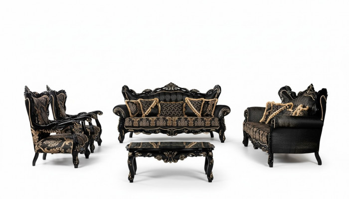 Luxus Garnitur Set 5tlg Sofagarnitur 3+3+1+1 Sëtzer Couchtisch Canapé Fauteuil Canapéen