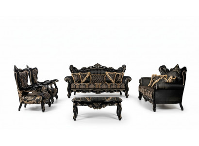 Luxus Garnitur Set 5tlg Sofagarnitur 3+3+1+1 Sëtzer Couchtisch Canapé Fauteuil Canapéen