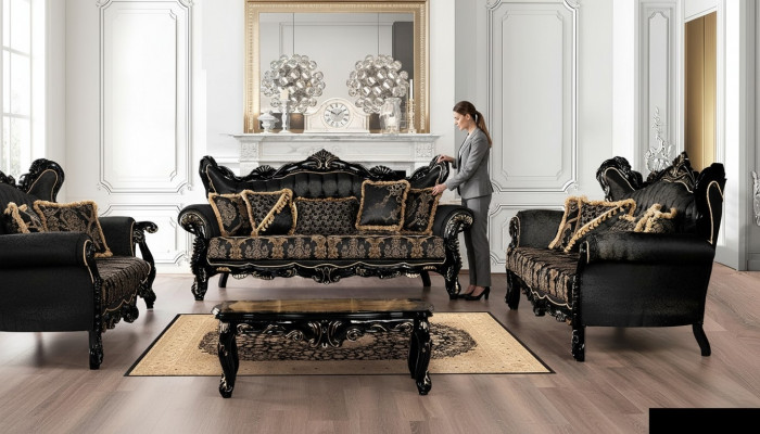 Sofagarnitur 3+3 Sëtzer Sofa Sëtz Sofas Luxus Garnitur Set Polyester Stoff Nei