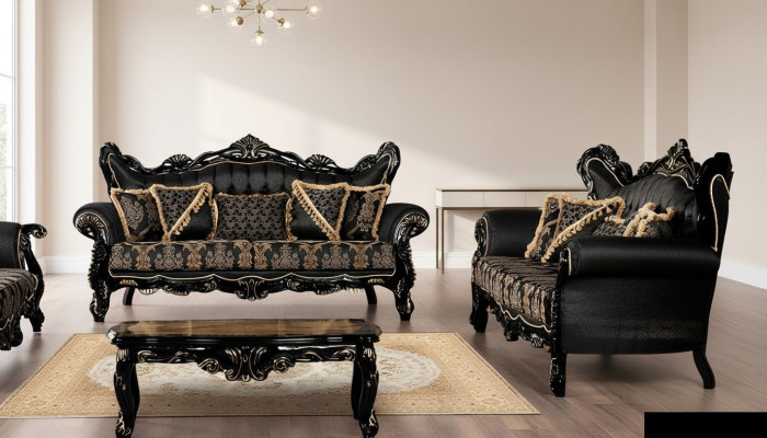 Sofagarnitur 3+3 Sëtzer Sofa Sëtz Sofas Luxus Garnitur Set Polyester Stoff Nei