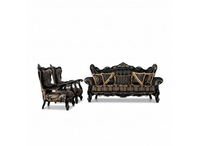 Sofagarnitur 3+1+1 Sëtz Sofa Sessel Sofas Luxus Garnitur Stoff Wunnzëmmer Miwwelen
